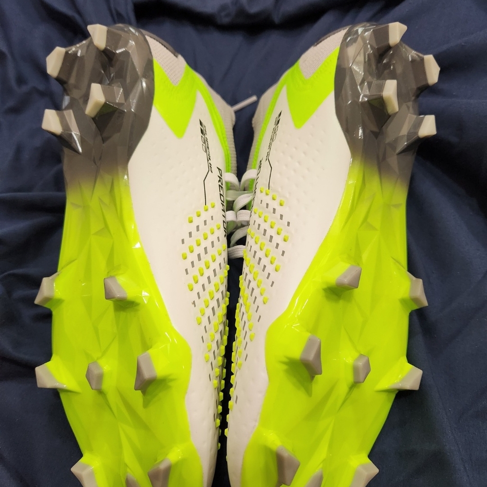 White and Neon Green Soccer Cleats - Picture 2 of 5